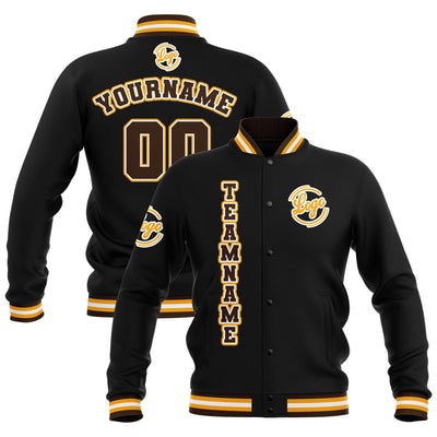 Custom Black Brown Yellow Waterproof Varsity Jackets Personalized Stitched Name Number Logo to Letterman Jackets enthsush