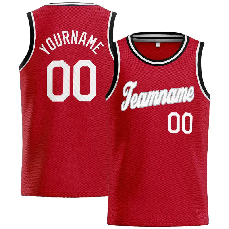 Custom Stitched Basketball Jersey for Men, Women And Kids Red-White-Gray-Black enthsush