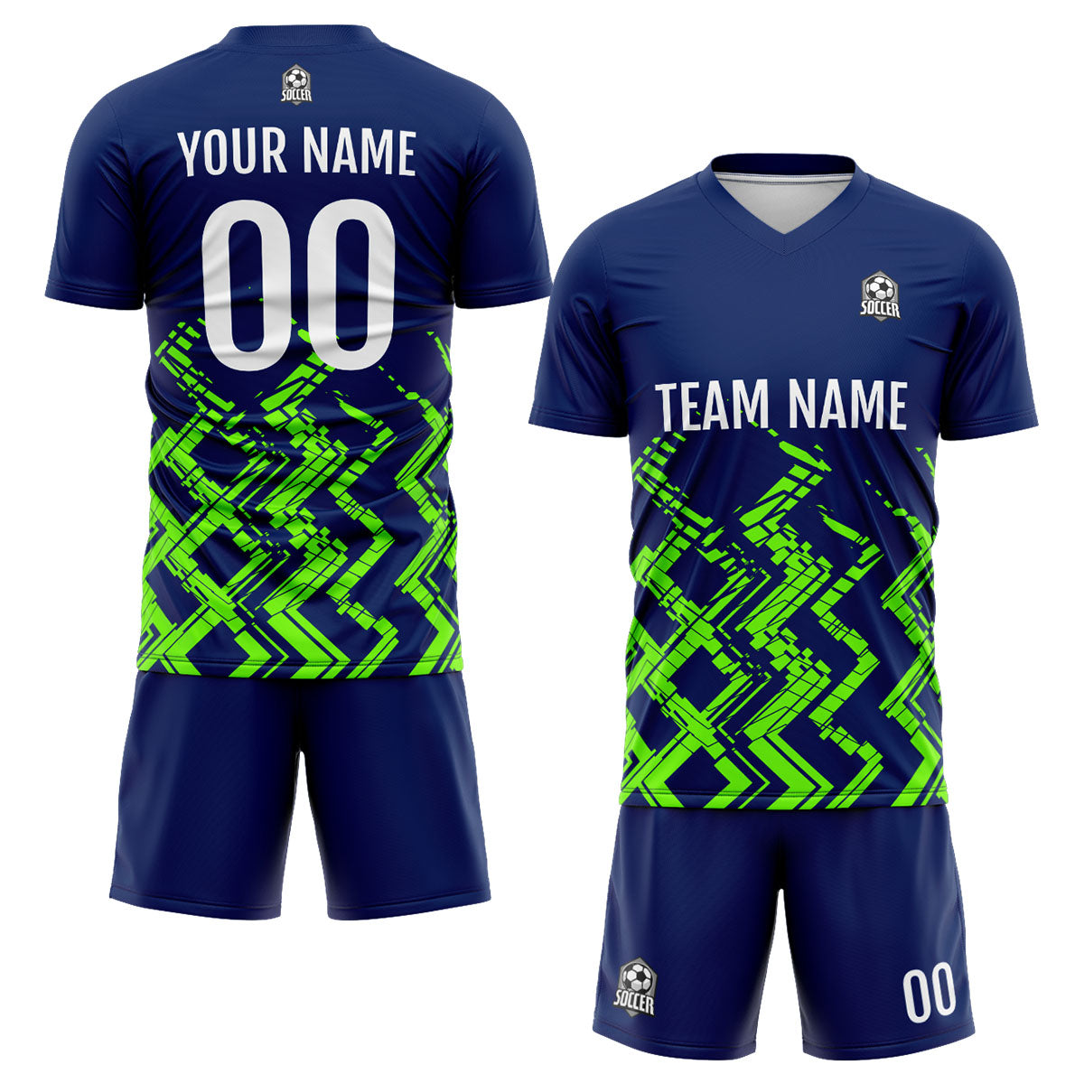 Custom Navy Neon Green Soccer Jerseys for Men Women Personalized Soccer Uniforms for Adult and Kid enthsush