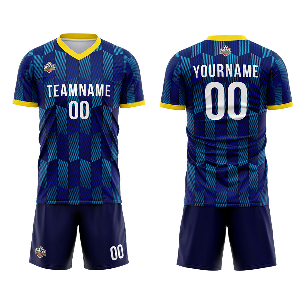 Custom Soccer Jerseys for Men Women Personalized Soccer Uniforms for Adult and Kid Navy-Yellow enthsush