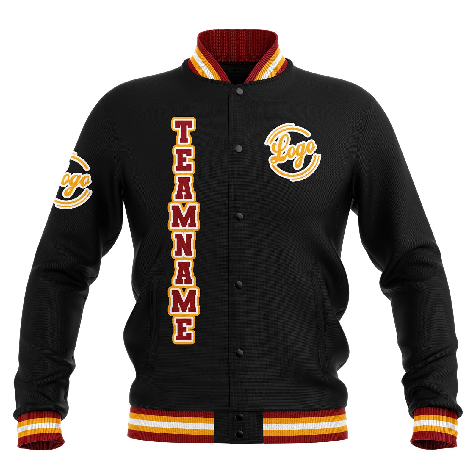 Custom Black Red Yellow Waterproof Varsity Jackets Personalized Stitched Name Number Logo to Letterman Jackets enthsush