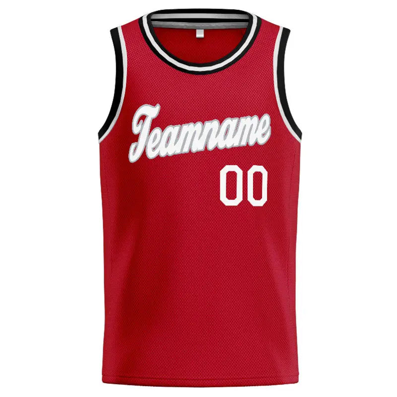 Custom Stitched Basketball Jersey for Men, Women And Kids Red-White-Gray-Black enthsush