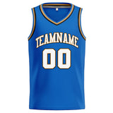 Custom Stitched Basketball Jersey for Men, Women And Kids Blue-White-Gold-Black