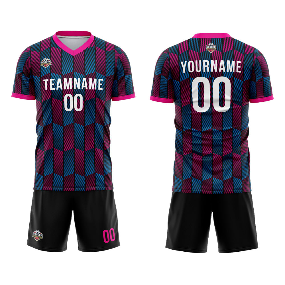 Custom Soccer Jerseys for Men Women Personalized Soccer Uniforms for Adult and Kid Black-Pink enthsush