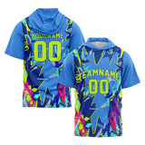 Custom Blue Neon Green Sleeve Hoodies for Men Women Shirts with Hoods Printed Name Logo