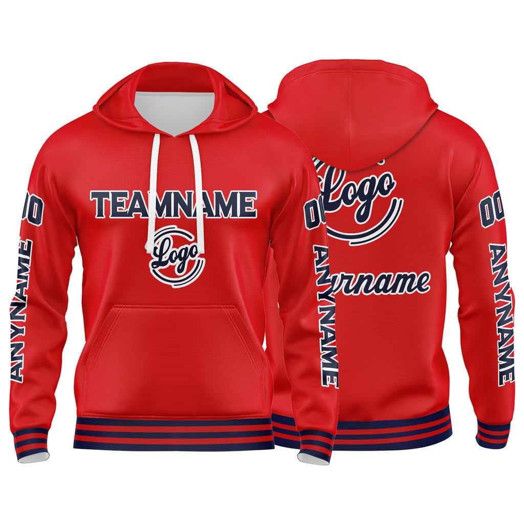 Custom Navy Red Sweatshirt Hoodie For Men Women Girl Boy Print Your Logo Name Number enthsush