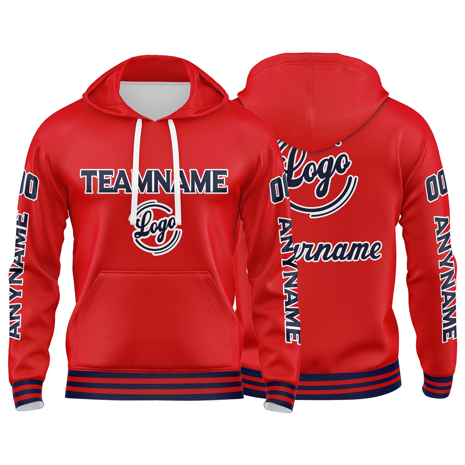 Custom Navy Red Sweatshirt Hoodie For Men Women Girl Boy Print Your Logo Name Number enthsush