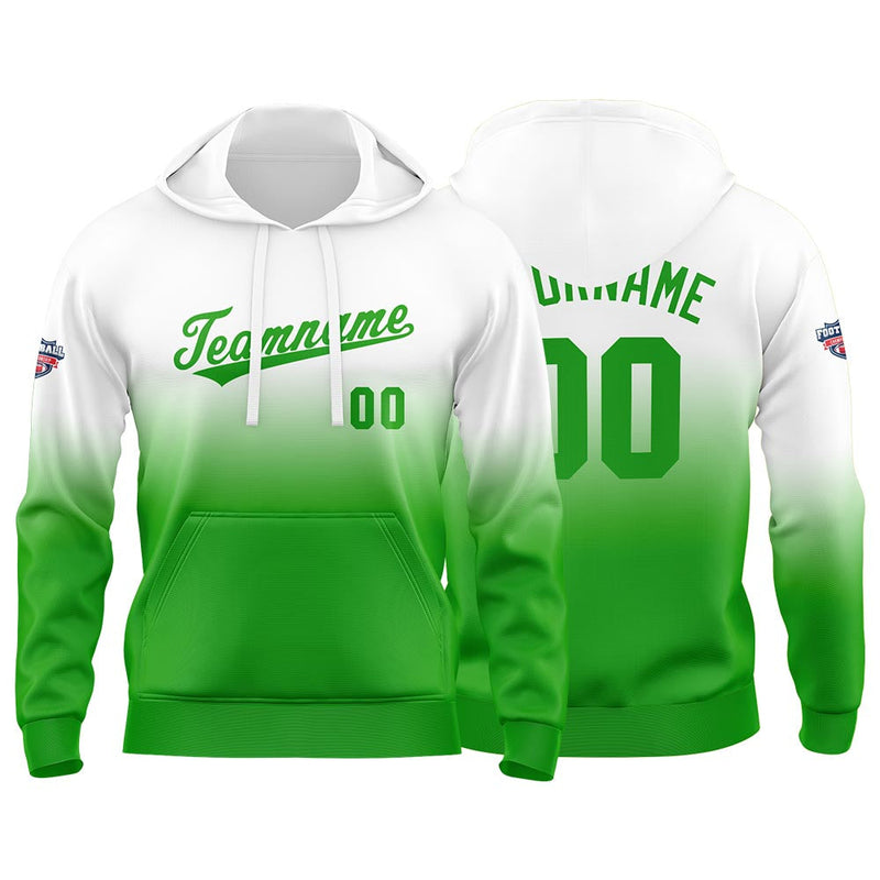 Custom Gradient Hoodie For Man Woman Girl Boy Print Your Logo Name Number Green