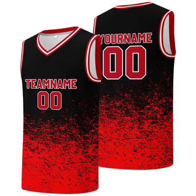 Custom basketball jersey for men and women. Stitched and printed name, number and logo Black&Red enthsush