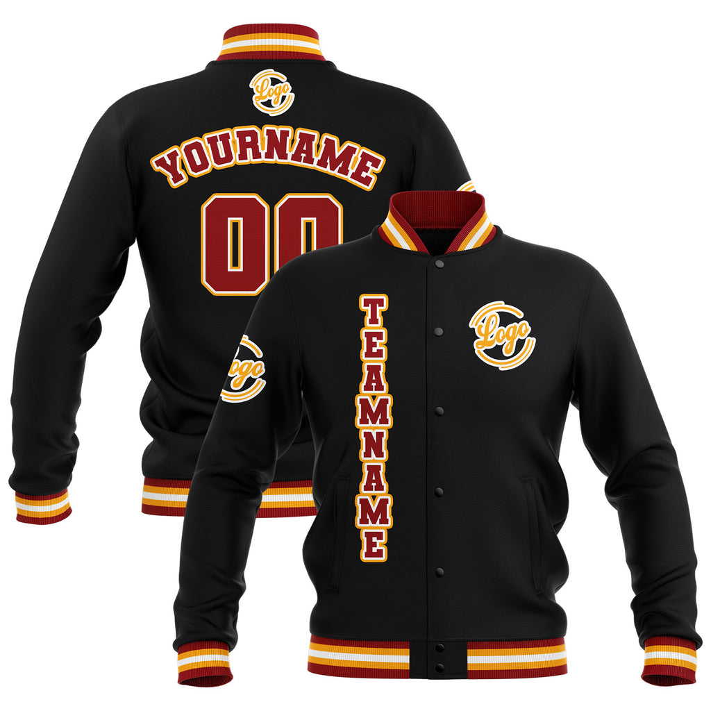 Custom Black Red Yellow Waterproof Varsity Jackets Personalized Stitched Name Number Logo to Letterman Jackets enthsush