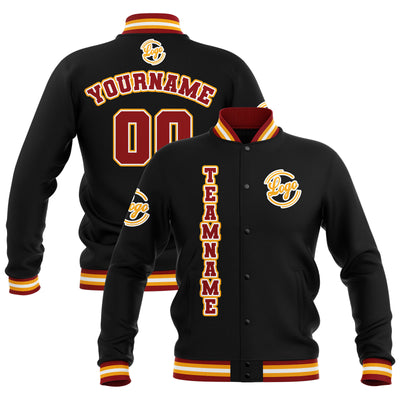 Custom Black Red Yellow Waterproof Varsity Jackets Personalized Stitched Name Number Logo to Letterman Jackets enthsush