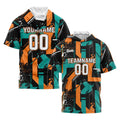 Custom Aqua Orange Short Sleeve Hoodies for Men Women Shirts with Hoods Printed Name Logo enthsush