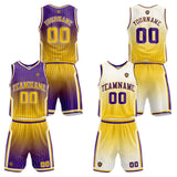 Custom Gradient Purple Yellow Reversible Basketball Suit for Adults and Kids Personalized Jersey