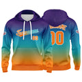 Custom Gradient Hoodie For Man Woman Girl Boy Print Your Logo Name Number Pale Blue Orange enthsush