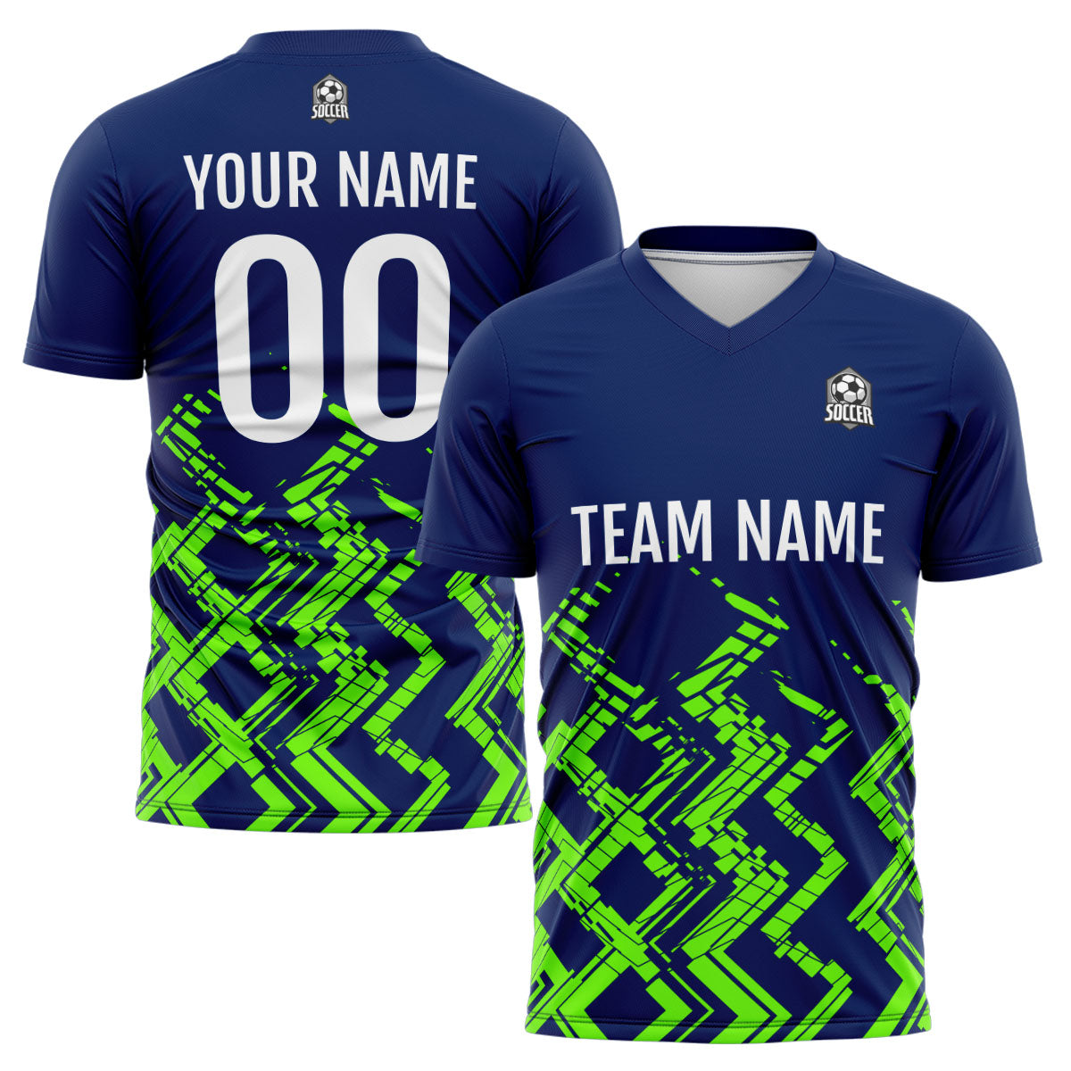 Custom Navy Neon Green Soccer Jerseys for Men Women Personalized Soccer Uniforms for Adult and Kid enthsush