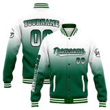 Custom Gradient Varsity Jacket Letterman jacket for Men, Women and Youth White&Green