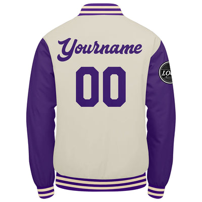 Custom Varsity Jacket Letterman jacket for Men, Women and Youth Purple Cream enthsush