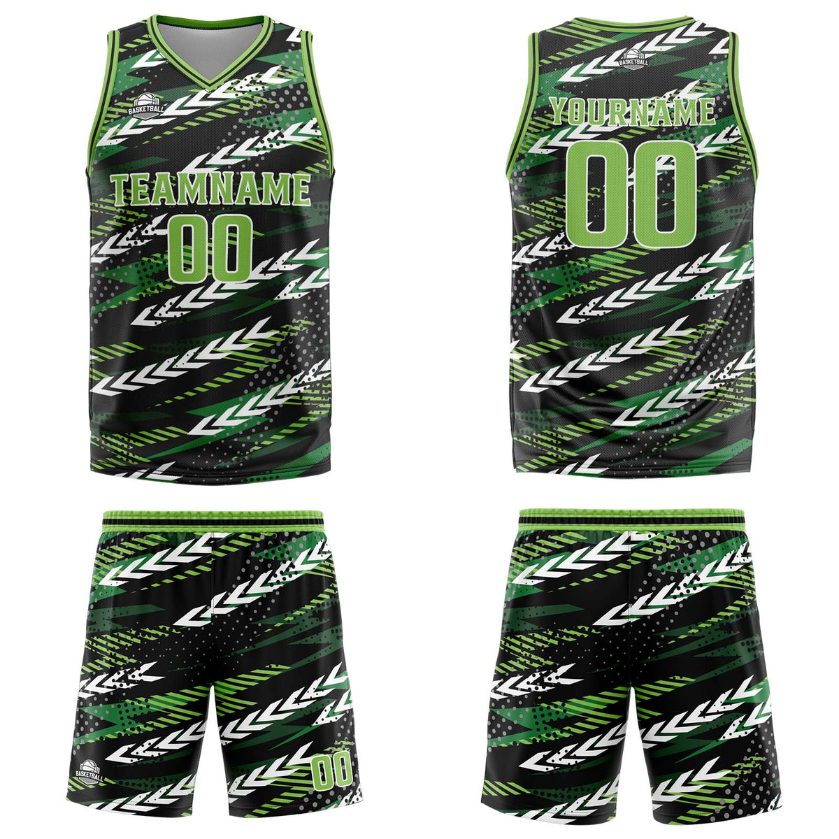 Custom Black Green Basketball Jersey Uniform Suit Printed Your Logo Name Number enthsush