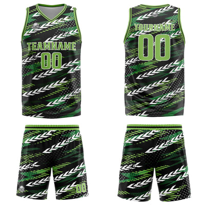 Custom Black Green Basketball Jersey Uniform Suit Printed Your Logo Name Number enthsush