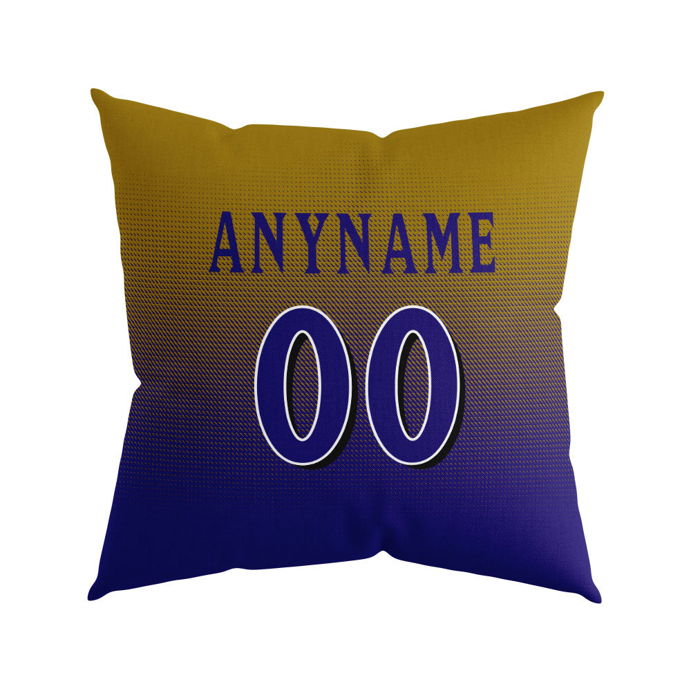 Custom Football Throw Pillow for Men Women Boy Gift Printed Your Personalized Name Number Purple&Black&Gold enthsush