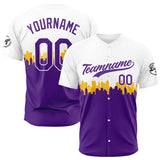 Custom Full Print Design Authentic Baseball Jersey purple-white