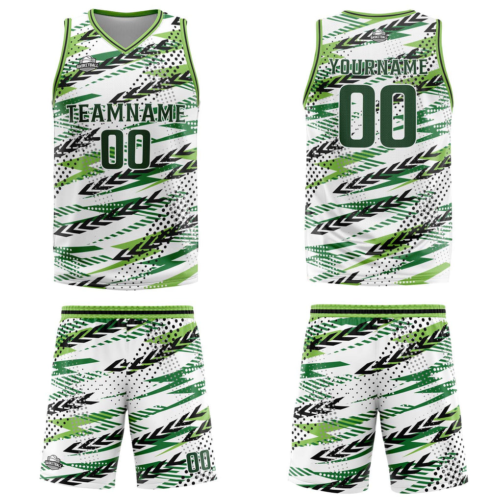 Custom White Green Basketball Jersey Uniform Suit Printed Your Logo Name Number enthsush