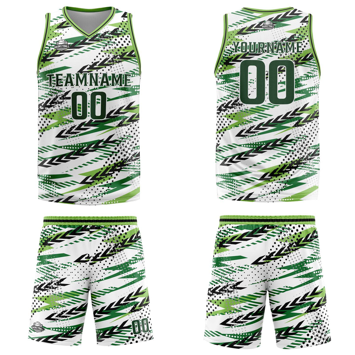 Custom White Green Basketball Jersey Uniform Suit Printed Your Logo Name Number enthsush