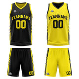 Custom Reversible Basketball Suit for Adults and Kids Personalized Jersey Black-Yellow
