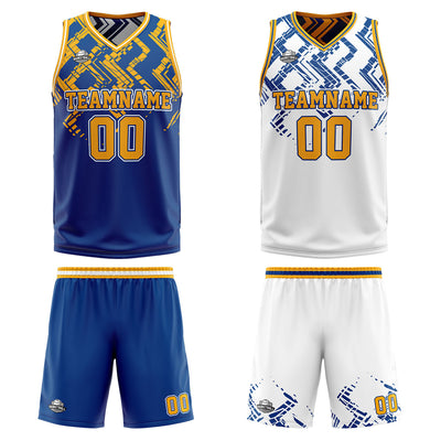 Custom Blue Orange Reversible Basketball Suit for Adults and Kids Personalized Jersey enthsush