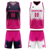 Custom Reversible Basketball Suit for Adults and Kids Personalized Jersey Navy-Hot Pink