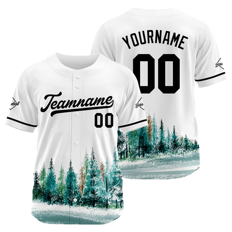 Custom Full Print Design Authentic Baseball Jersey white-green