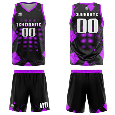 Custom Geometry Purple Basketball Jersey Uniform Suit Printed Your Logo Name Number enthsush