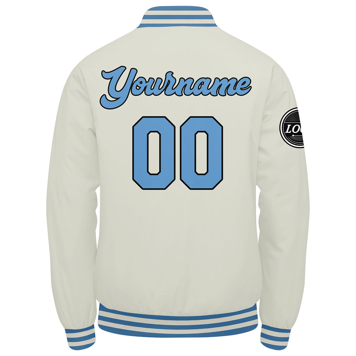 Custom Varsity Jacket Letterman jacket for Men, Women and Youth Cream Light Blue enthsush