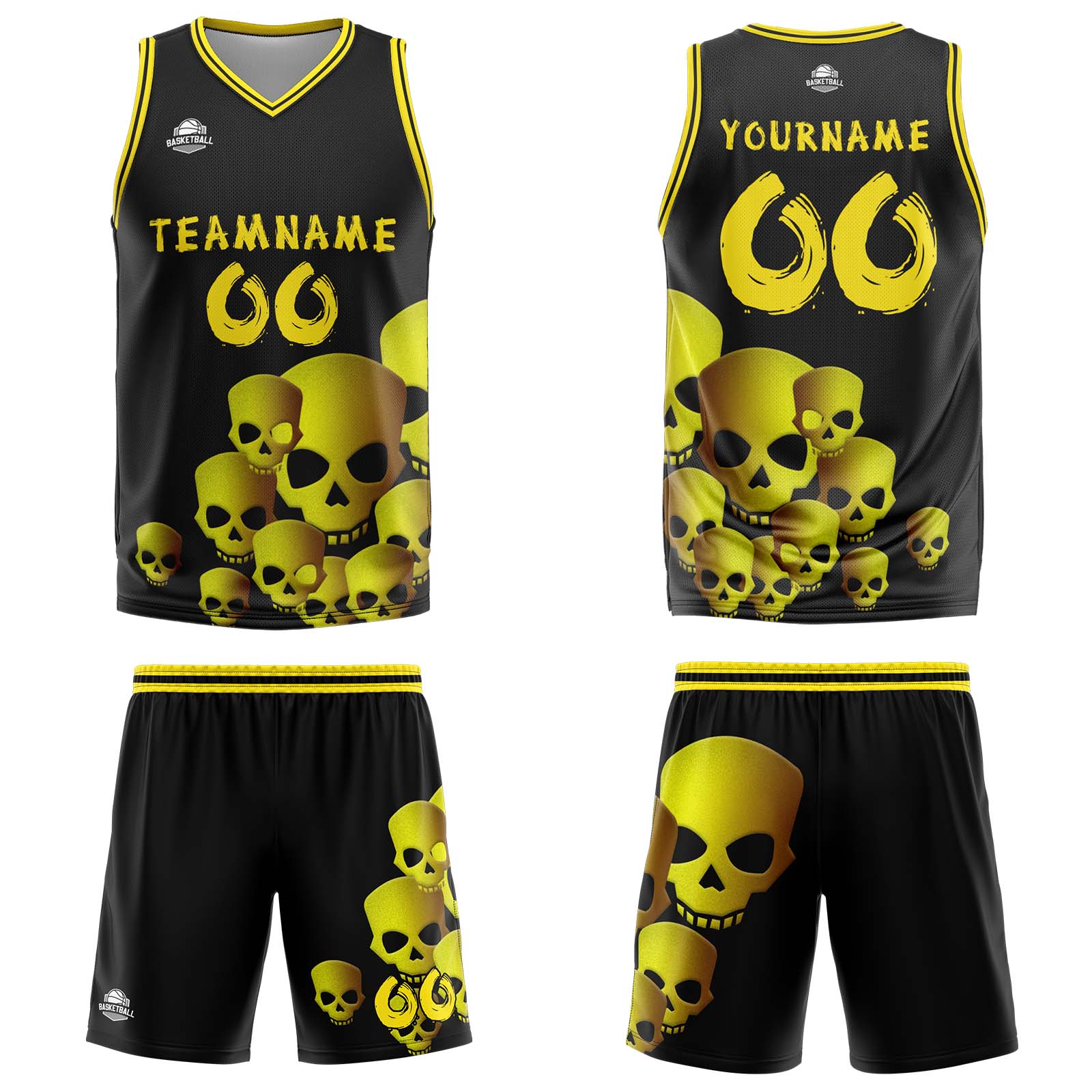 Custom Fluid Yellow Basketball Jersey Uniform Suit Printed Your Logo Name Number enthsush