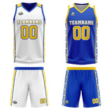 Custom Yellow Blue Reversible Basketball Suit for Adults and Kids Personalized Jersey