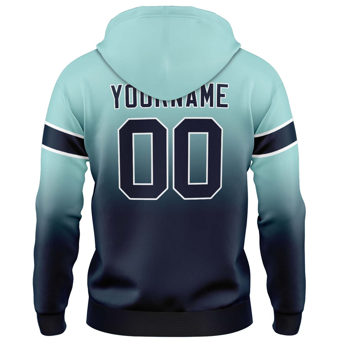 Custom Gradient Sweatshirt Hoodie For Man Woman Girl Boy Print Your Logo Name Number Light Teal&Navy enthsush