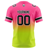 Custom Pink&Chartreuse Gradient Football Jersey Personalized Football Shirts for Men Women  Printed Team Name Number Logo