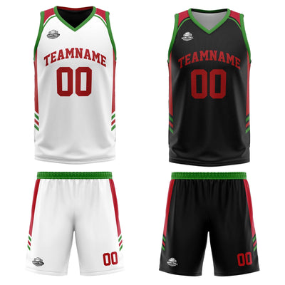 Custom Red Green Reversible Basketball Suit for Adults and Kids Personalized Jersey enthsush