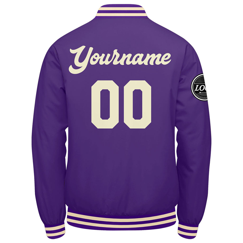 Custom Varsity Jacket Letterman jacket for Men, Women and Youth Purple Cream enthsush