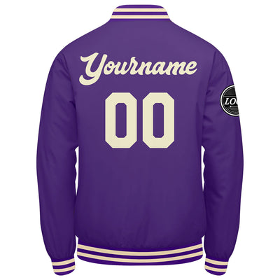 Custom Varsity Jacket Letterman jacket for Men, Women and Youth Purple Cream enthsush