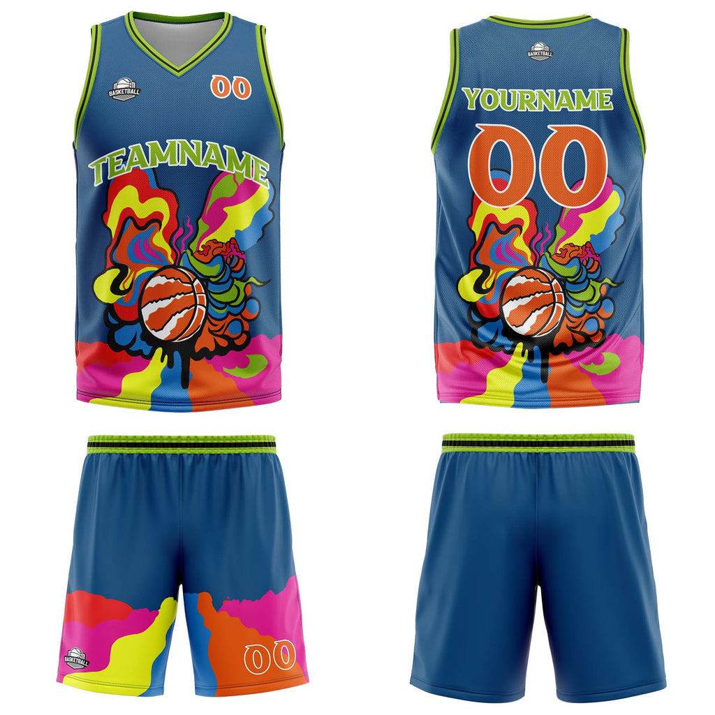 Custom Blue Basketball Jersey Uniform Suit Printed Your Logo Name Number enthsush