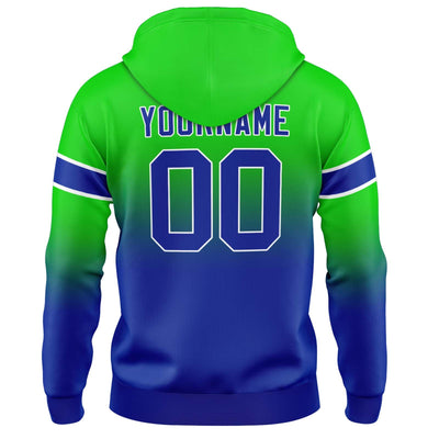 Custom Gradient Sweatshirt Hoodie For Man Woman Girl Boy Print Your Logo Name Number Green&Blue enthsush