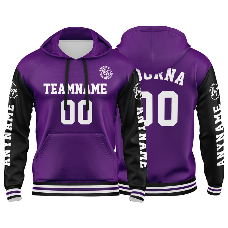 Custom Purple Black Sweatshirt Hoodie For Men Women Girl Boy Print Your Logo Name Number
