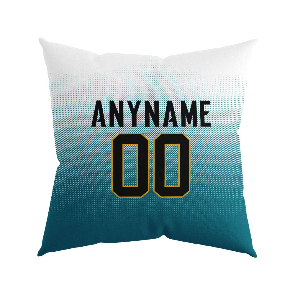 Custom Football Throw Pillow for Men Women Boy Gift Printed Your Personalized Name Number Teal&Black&White enthsush