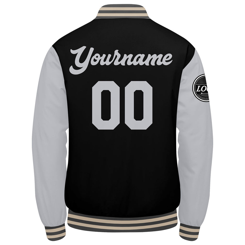 Custom Varsity Jacket Letterman jacket for Men, Women and Youth Grey Black Cream enthsush