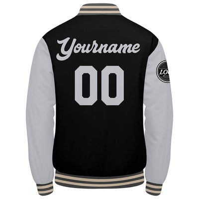 Custom Varsity Jacket Letterman jacket for Men, Women and Youth Grey Black Cream enthsush