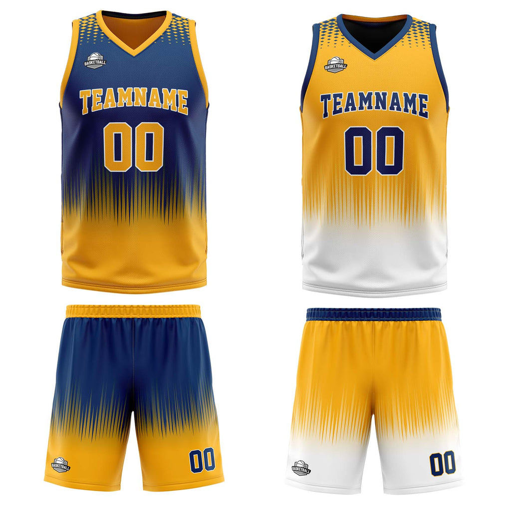 Custom Navy Orange Reversible Basketball Suit for Adults and Kids Personalized Jersey enthsush