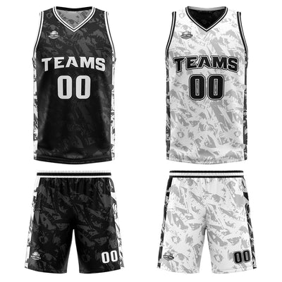 Custom Black Grey Reversible Basketball Suit for Adults and Kids Personalized Jersey enthsush