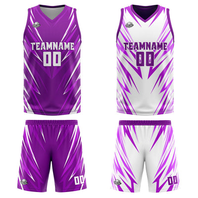 Custom Purple Reversible Basketball Suit for Adults and Kids Personalized Jersey enthsush