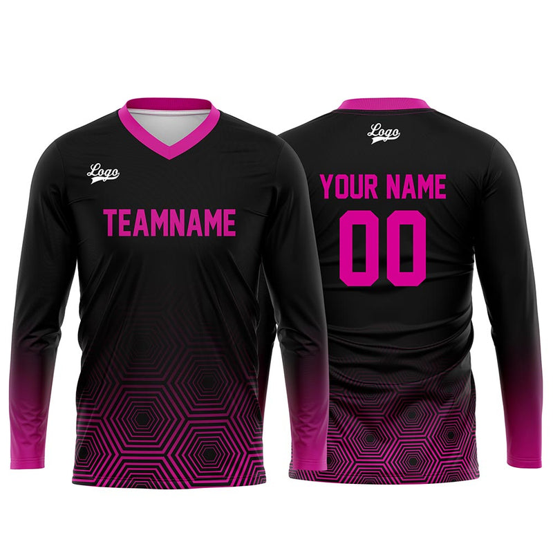Custom Pink Black Basketball Soccer Football Shooting Long T-Shirt for Adults and Kids